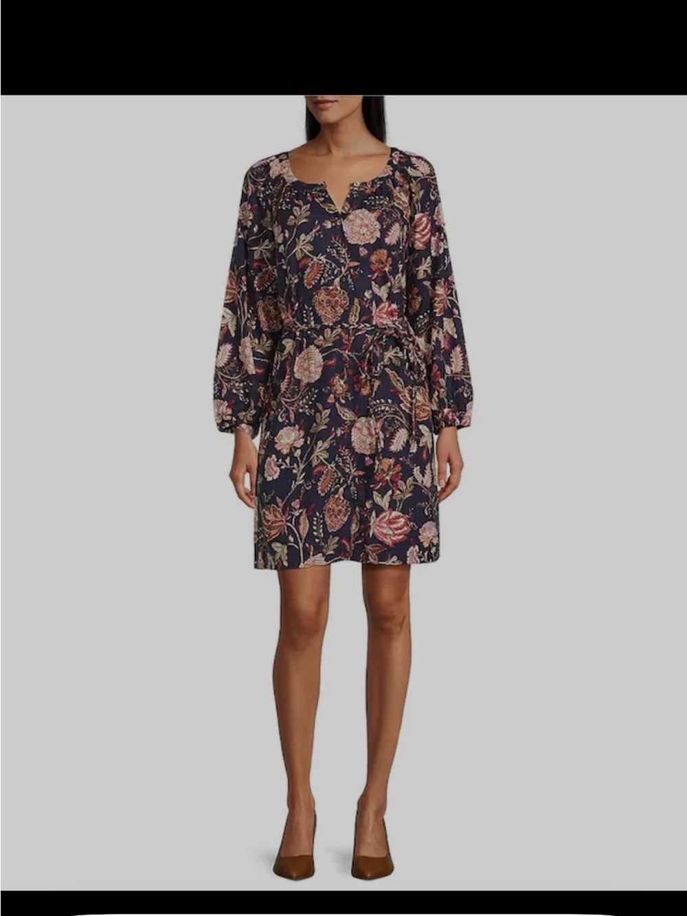 Tommy Bahama Navy Floral Button-Neck Dress with Pink & Cream Accents
Size XL